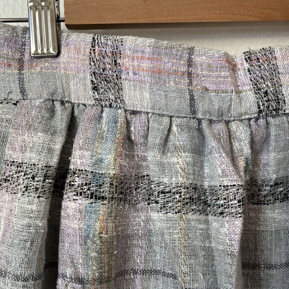 70s Ann Stevens gray purple plaid tweed like a line pleated full‎ skirt midi 26" - Picture 6 of 7